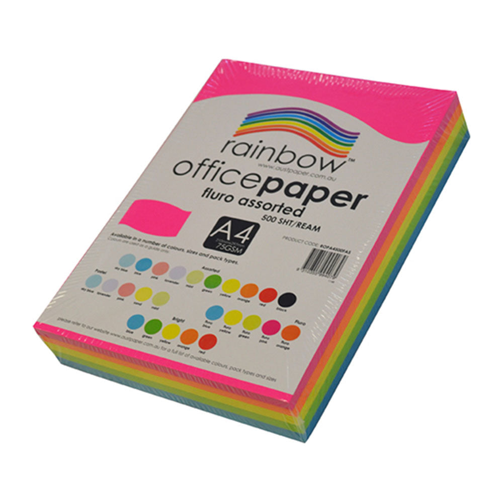 Rainbow A4 Fluoro Copy Paper 75gsm 1-resumen