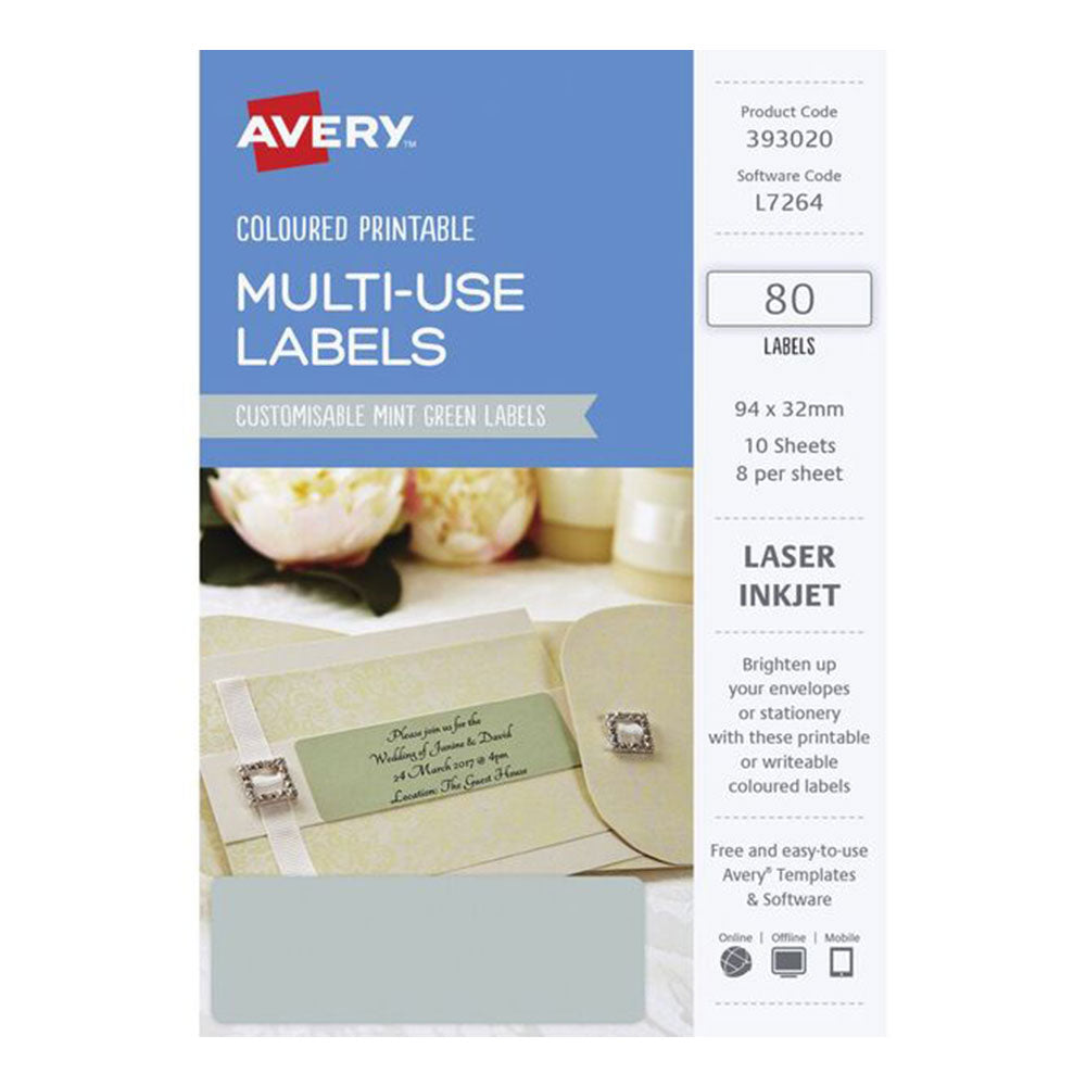 Avery rechthoekig laserlabel 80 stcs (94x32 mm)