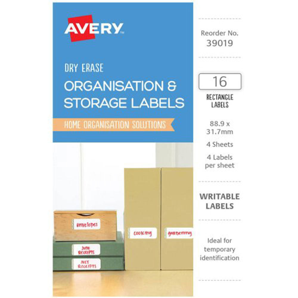 Avery Erase Organize Rótulos 16pcs (89x32mm)