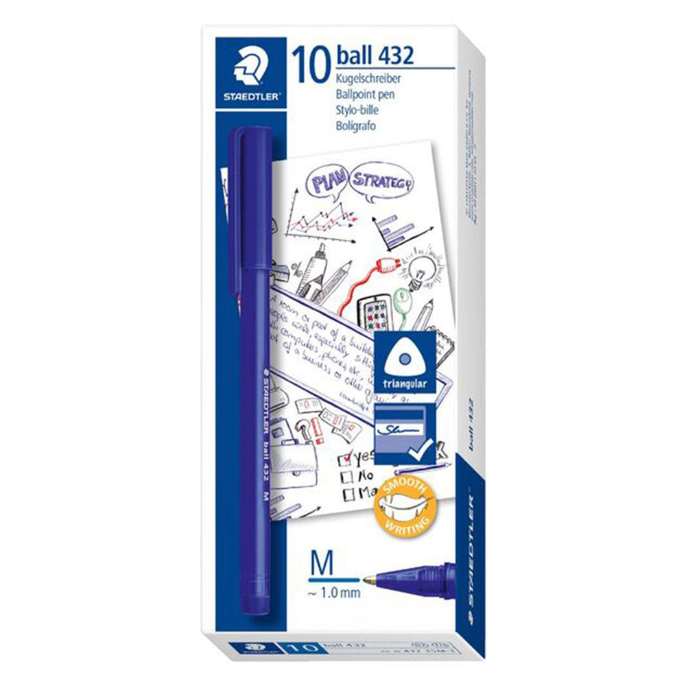 Staedtler Medium Stick三角形のボールポイントペン10pcs