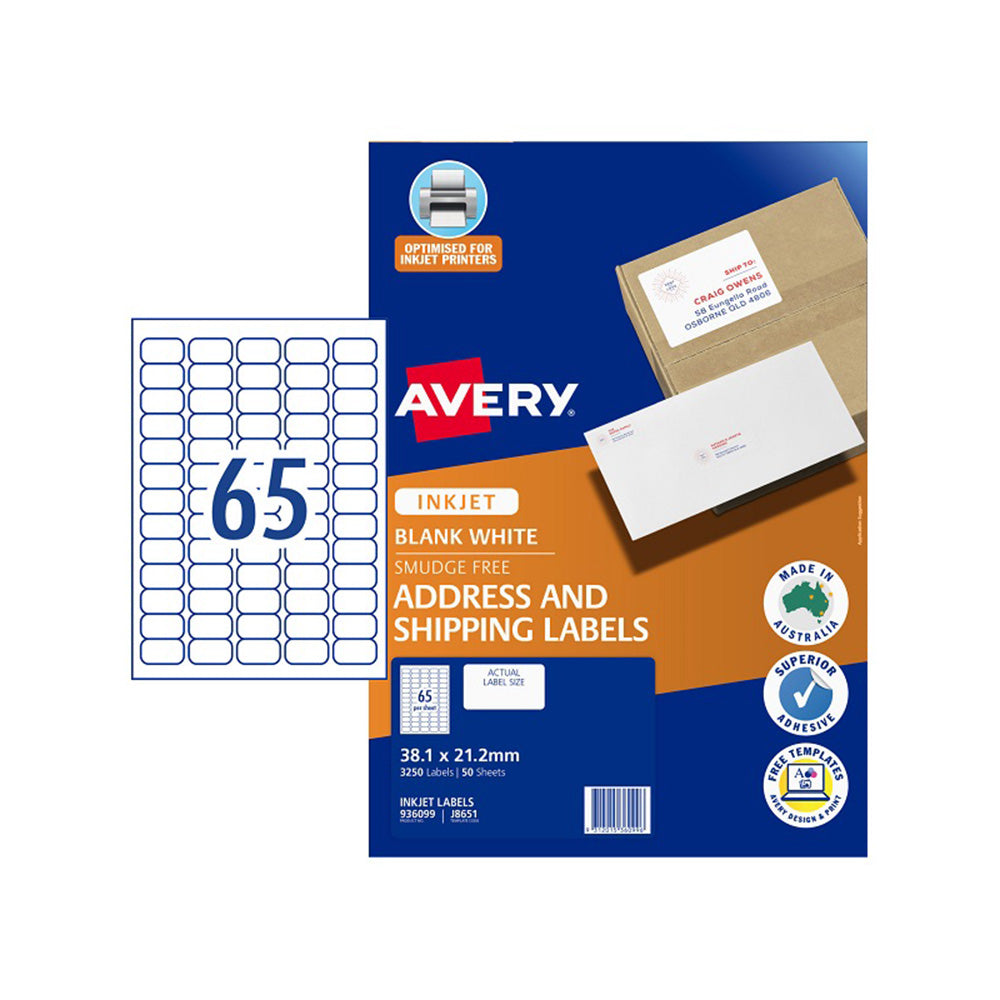 Etichetta Avery per stampante a getto d'inchiostro 50pcs