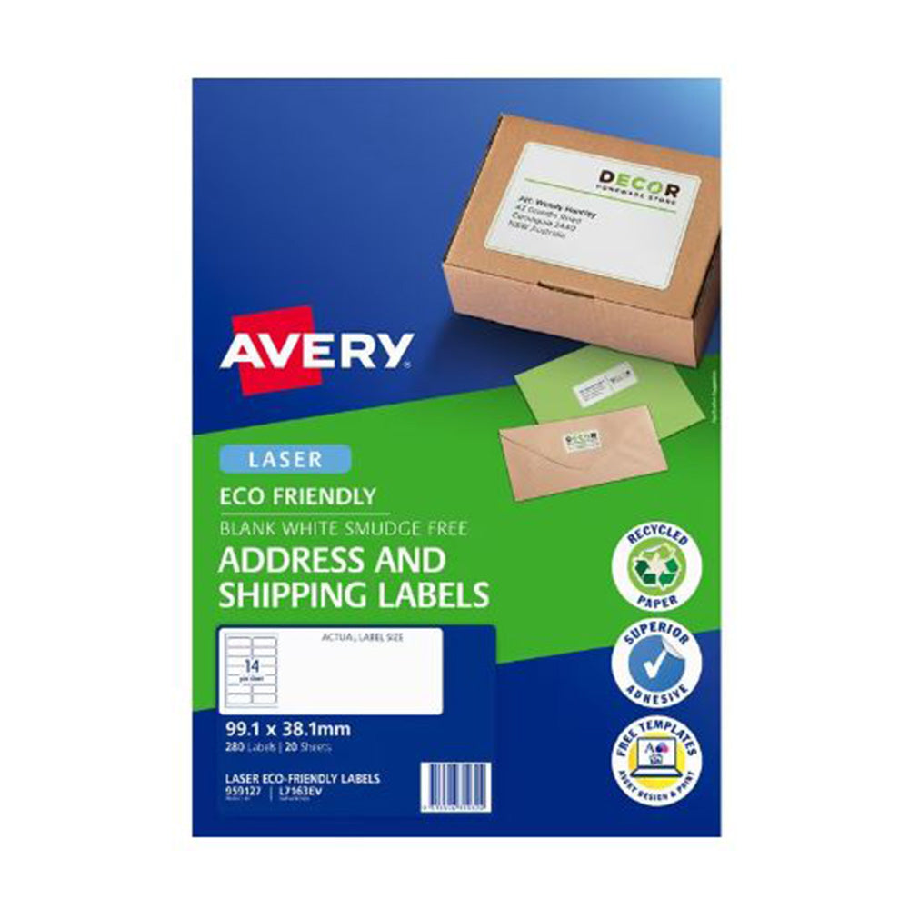 Avery Laser Eco Friendly Shipping Label 20stk