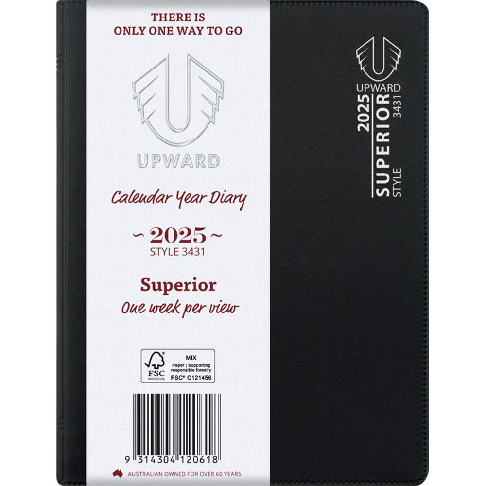 Upward Superior PVC Cover WTV 2025 Diary (Black)