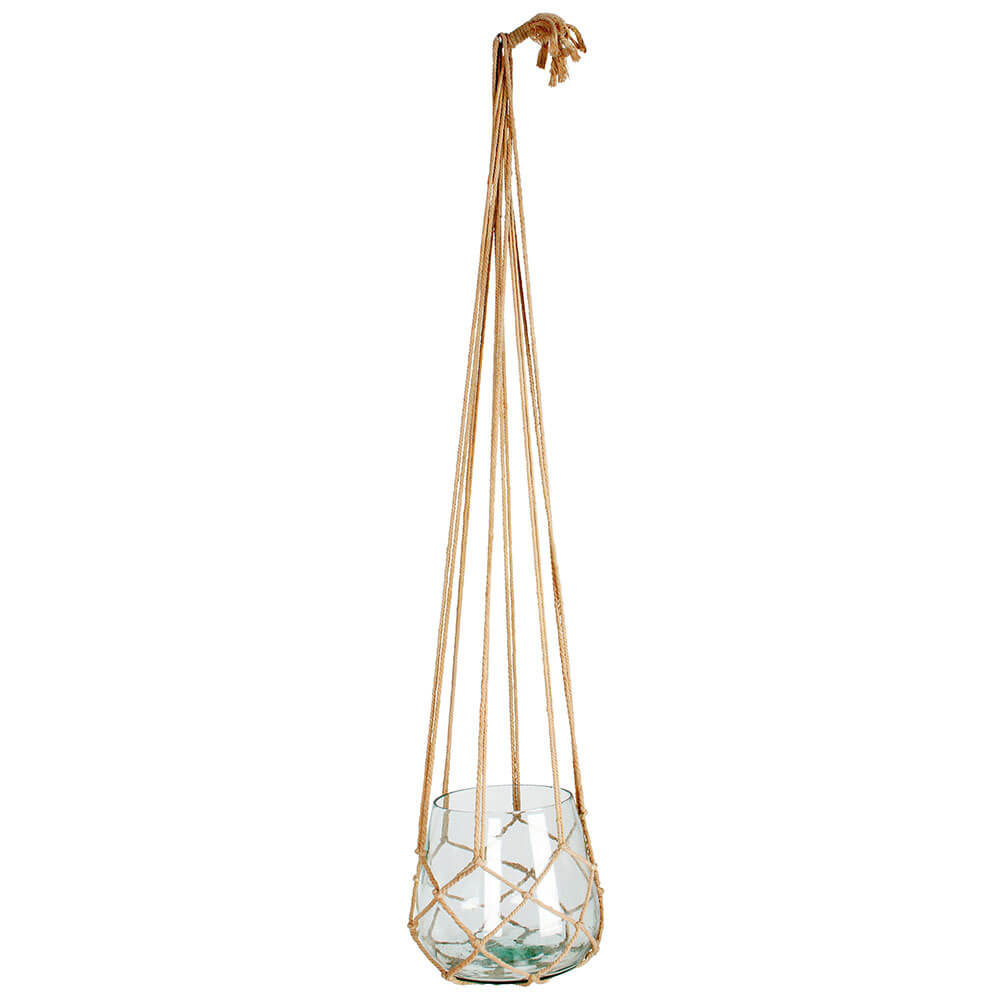 Pot Plant Hanger met glazen vaas (2 Asst.) 100 cm