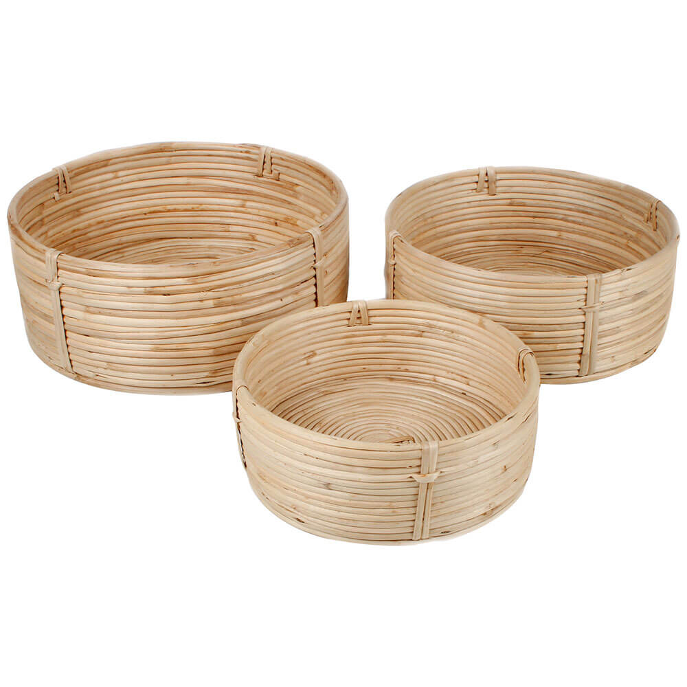 Sylvia Rattan Bowls Set of 3 (Large 30x12cm)