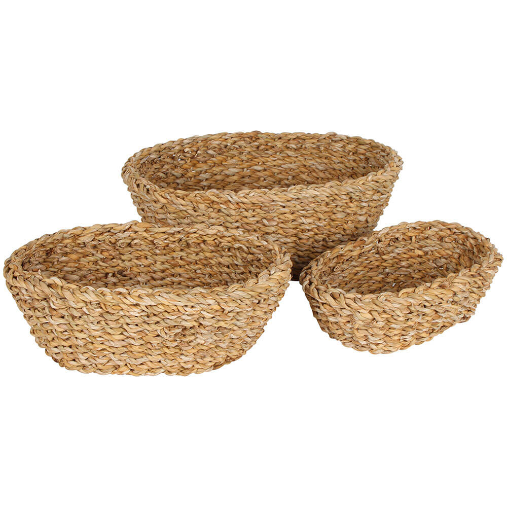 Set of 3 Burleigh Seagrass Oval Chari Baskets (28x22x10cm)