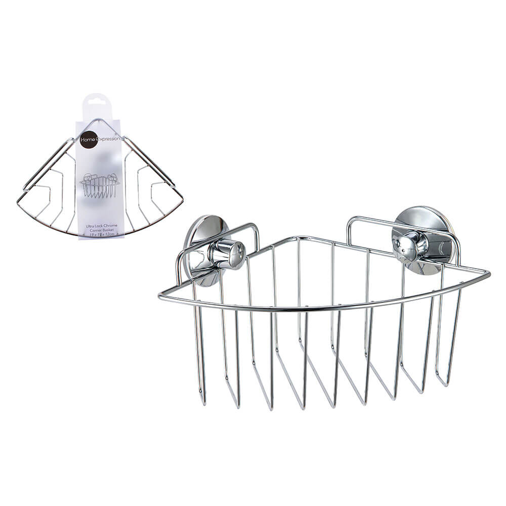 Chrome Corner Basket with Ultra Lock Suction (19x19x12cm)