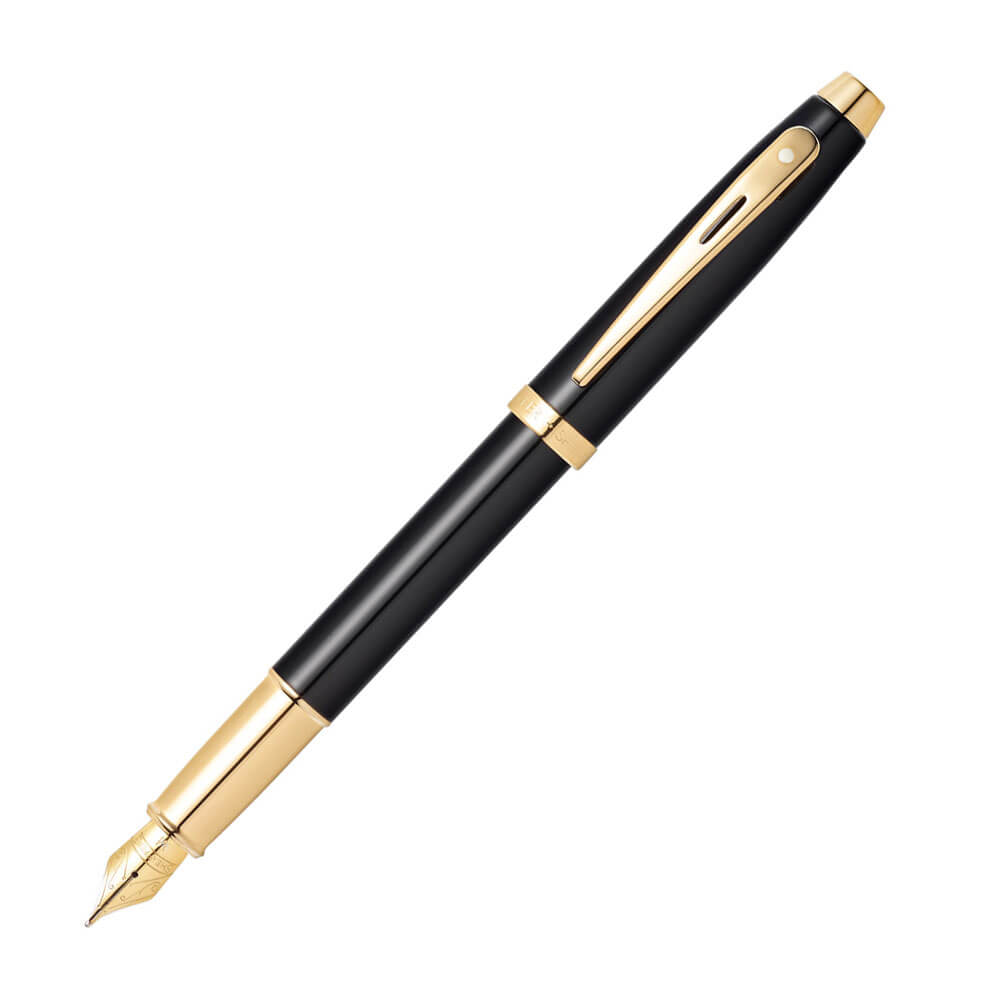 Sheaffer 100 sort lak m/ guld fountain pen