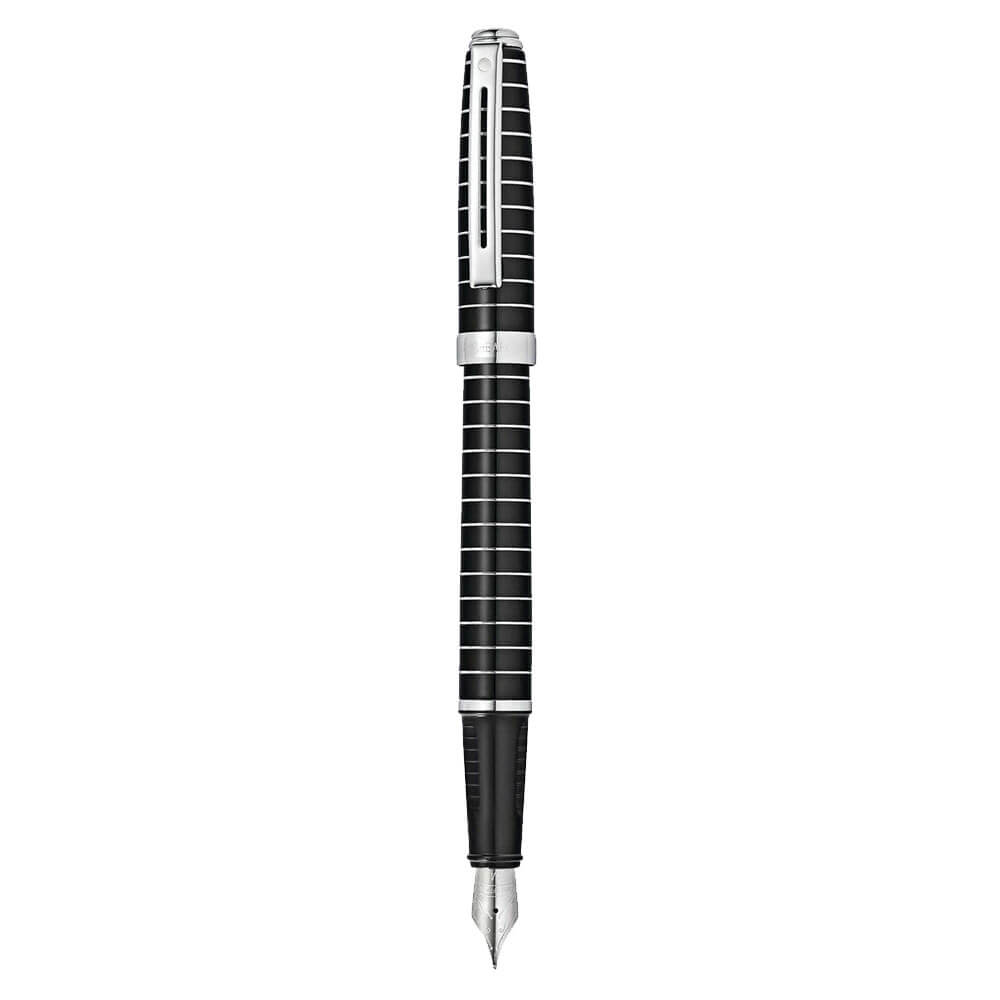 Prelude Fountain Pen met gegraveerde lijnen (zwart)