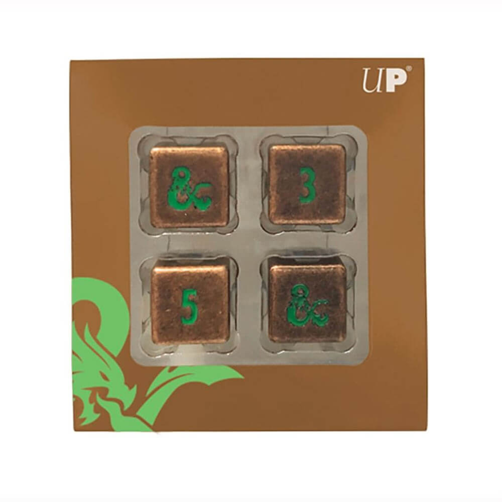 D&D Heavy Metal Copper and Green D6 Feywild Dice Set 4pcs