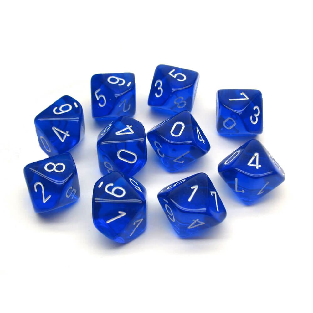 Conjunto translúcido poliédrico de 10 mortos de Chessex D10