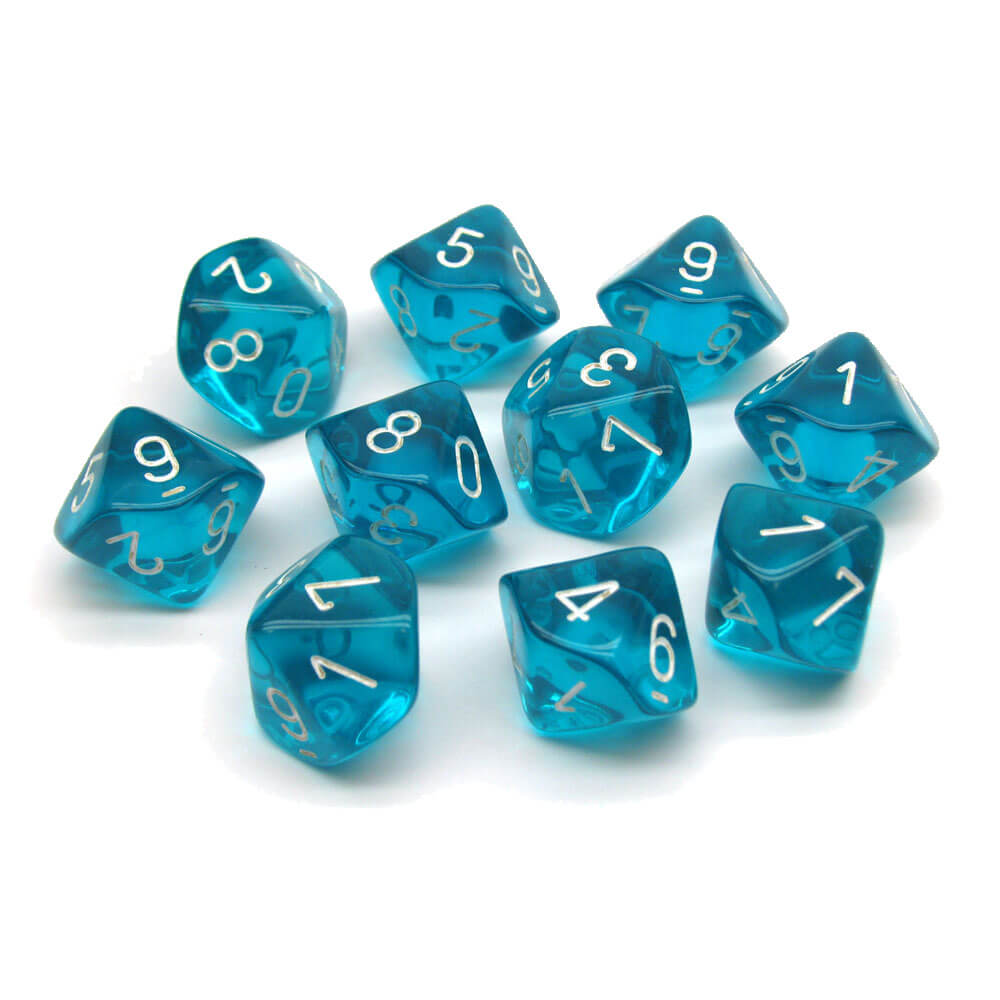 Set traslucido poliedrico di Chessex D10 Polyedrale