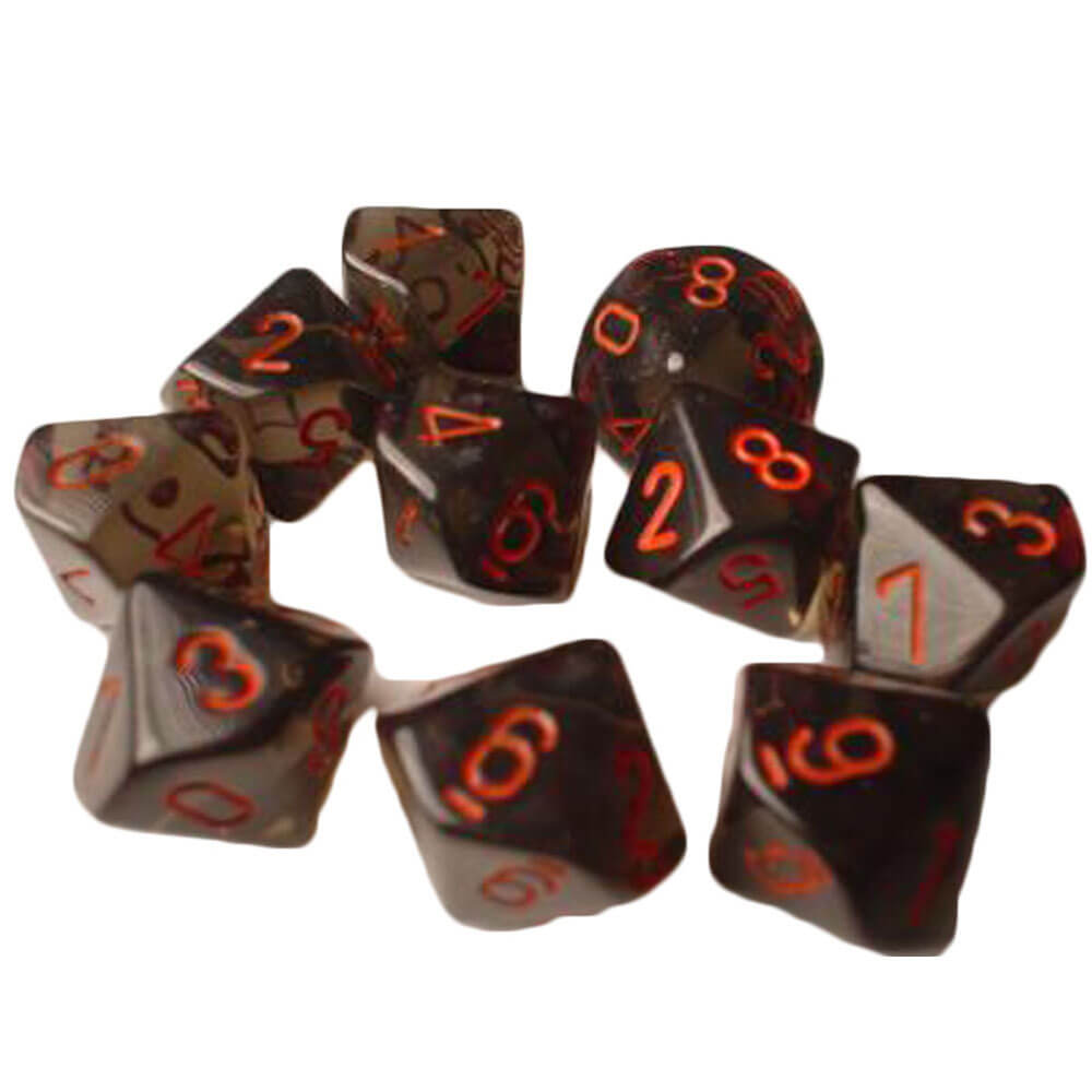 Chessex D10 Polyhedral 10-die gjennomskinnelig sett