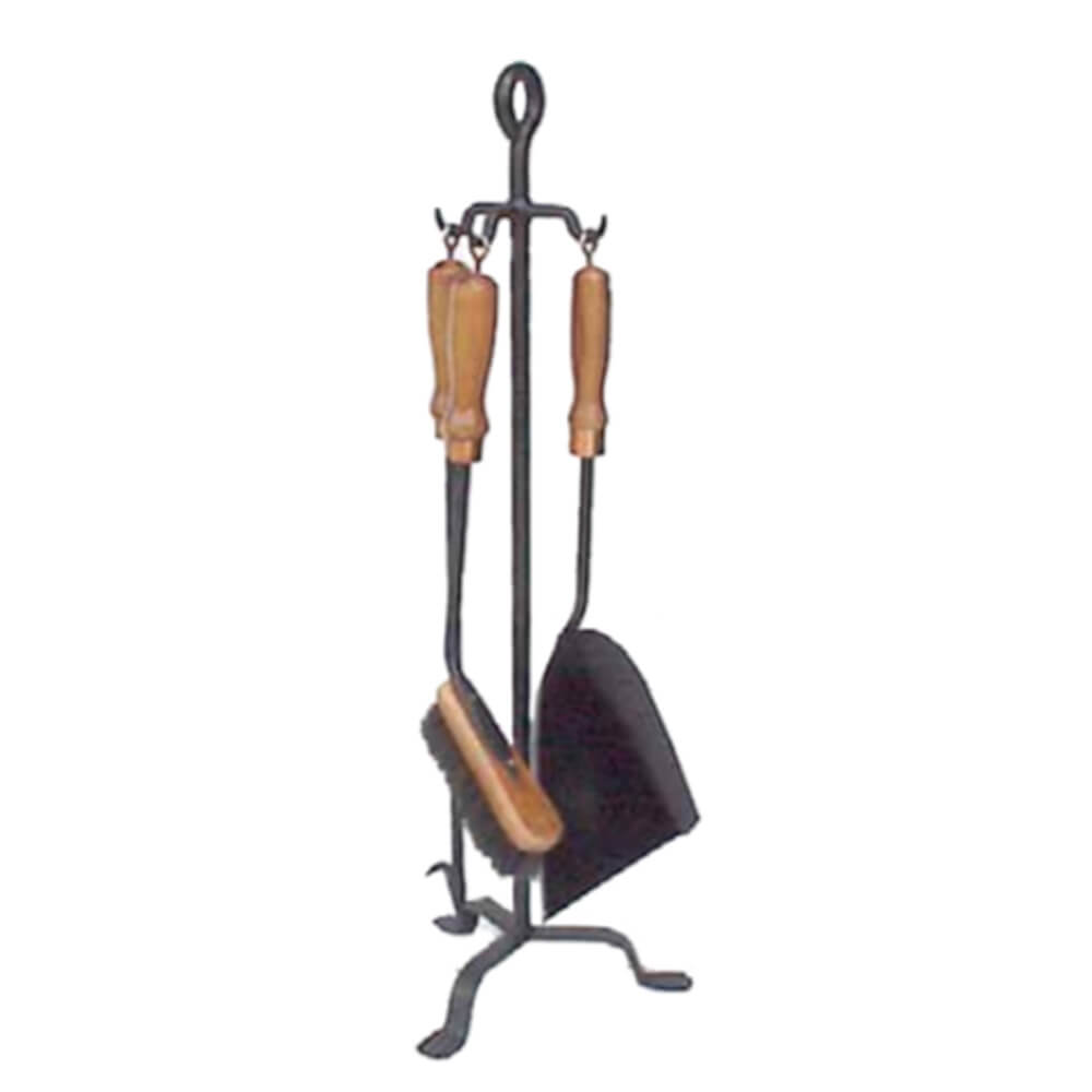 FireUp Fire Tool Set Many de madera con soporte