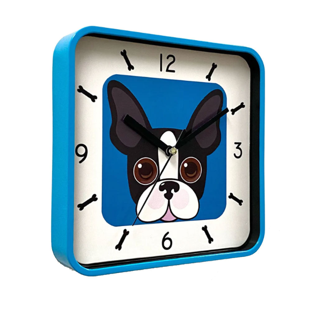 Reloj de pared cuadrado pequeño perrito