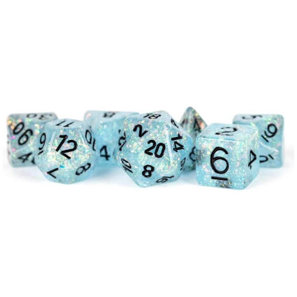 MDG RESIN FLASH DICE SET 16 mm poliédrico