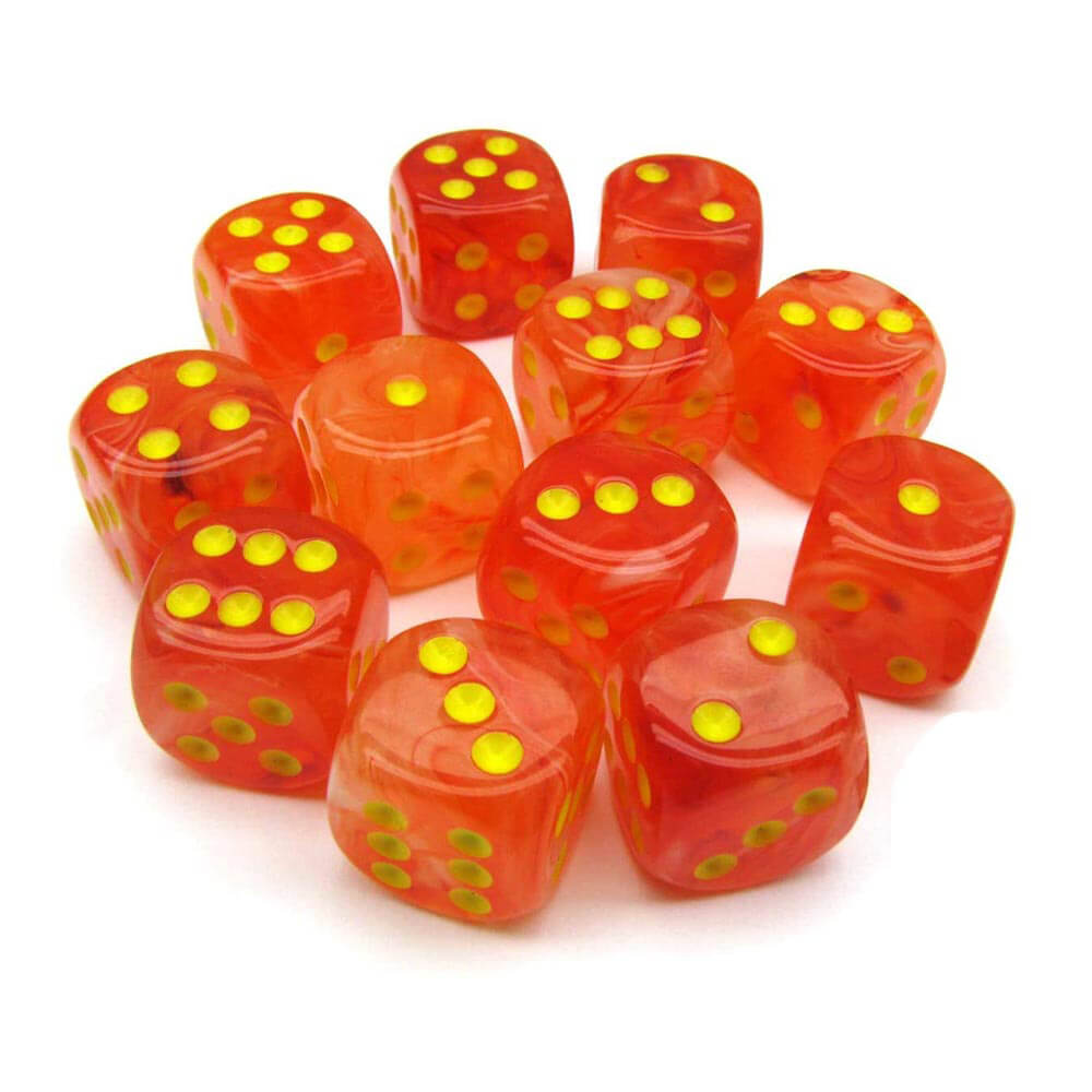 D6 DICE Ghostly Glow 16mm (12 dobbelstenen)