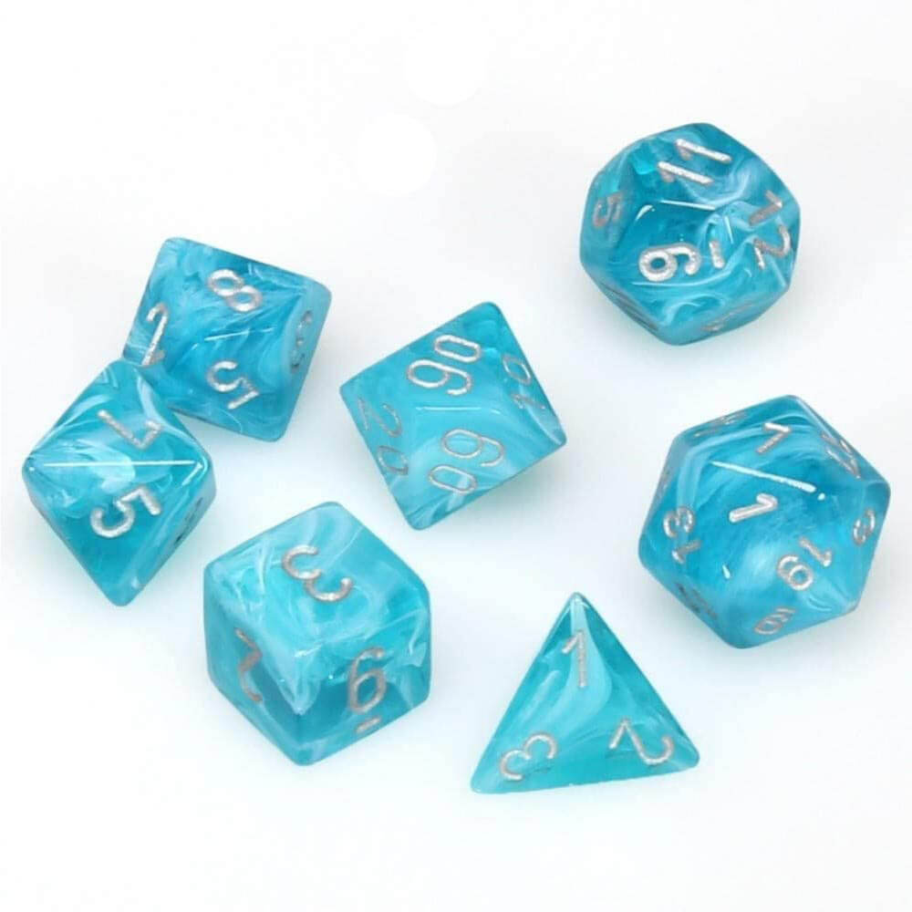 D7 Die Set Dice Cirrus Polyhedral (7 Dice/Aqua/Silver)