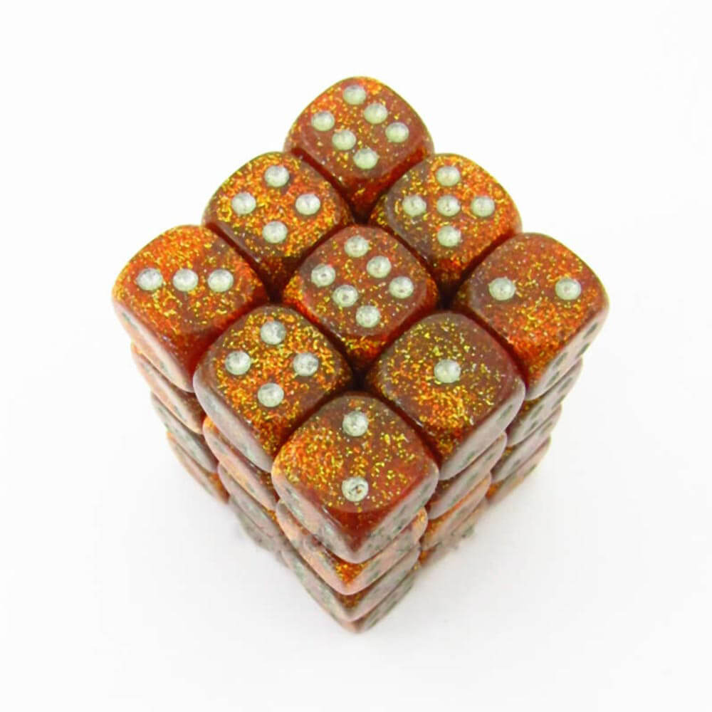 D6 DICE GLITTER 12mm (36 dados)