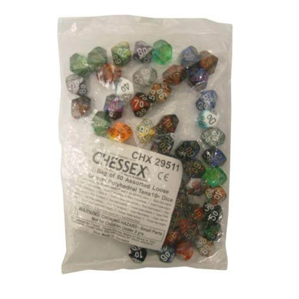 D10 TENS DICE ASSARTED LOST POLY (50 DICE)