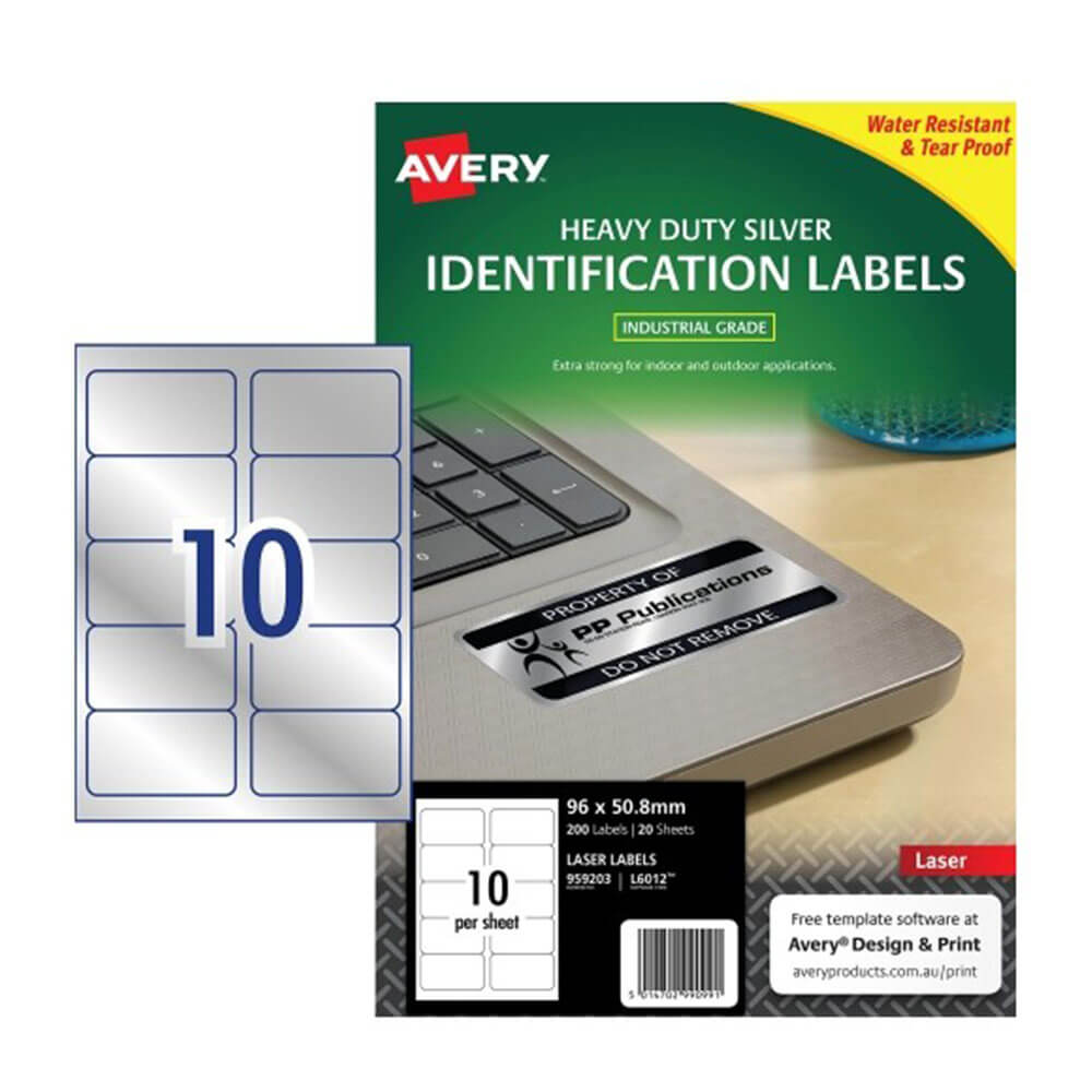 Avery STUTY LASER Etiqueta Silver 20pk