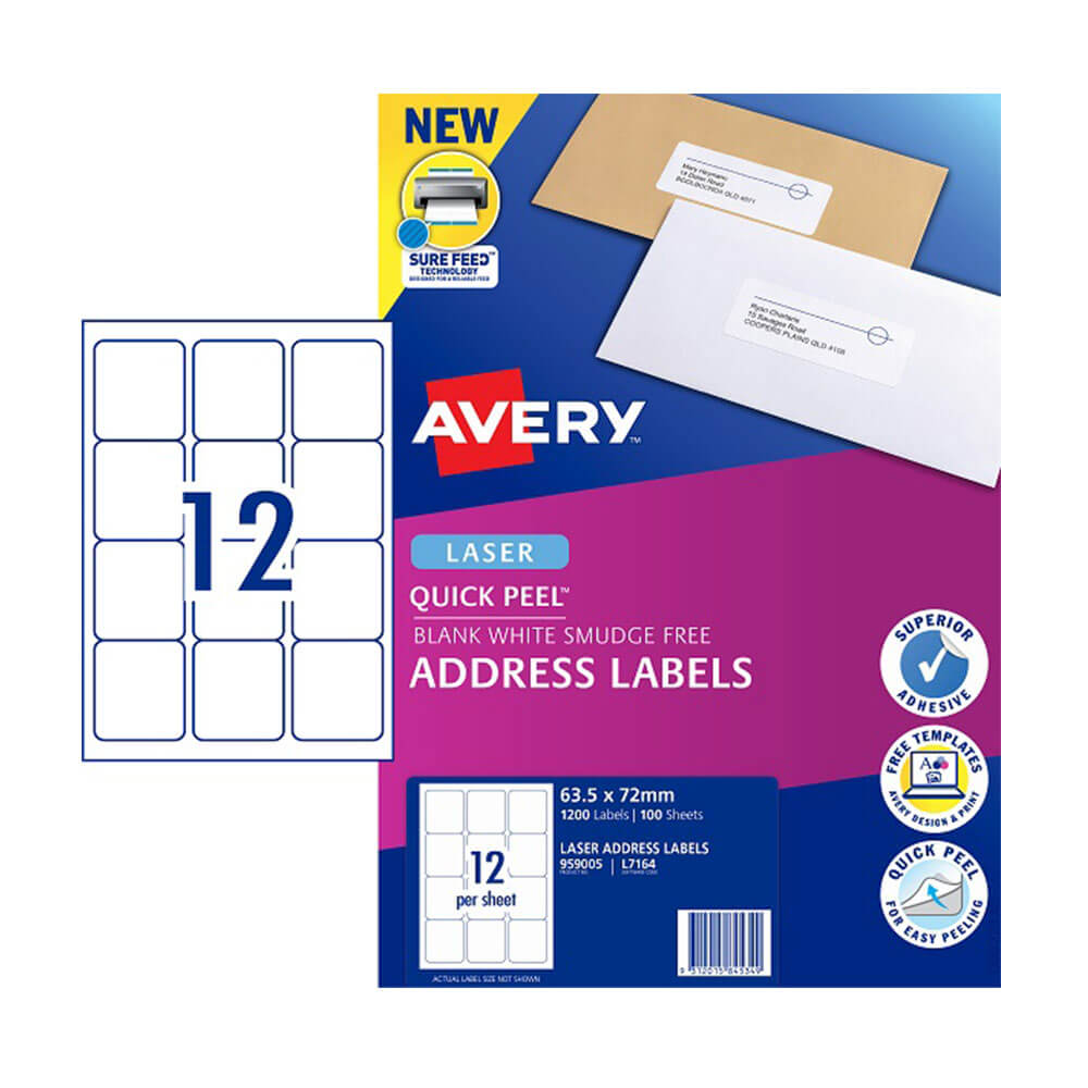 Avery Laser Dirección Etiqueta White (100pk)