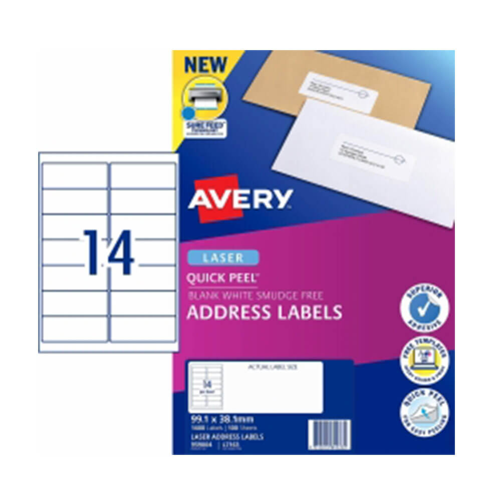 Avery Laser Dirección Etiqueta White (100pk)