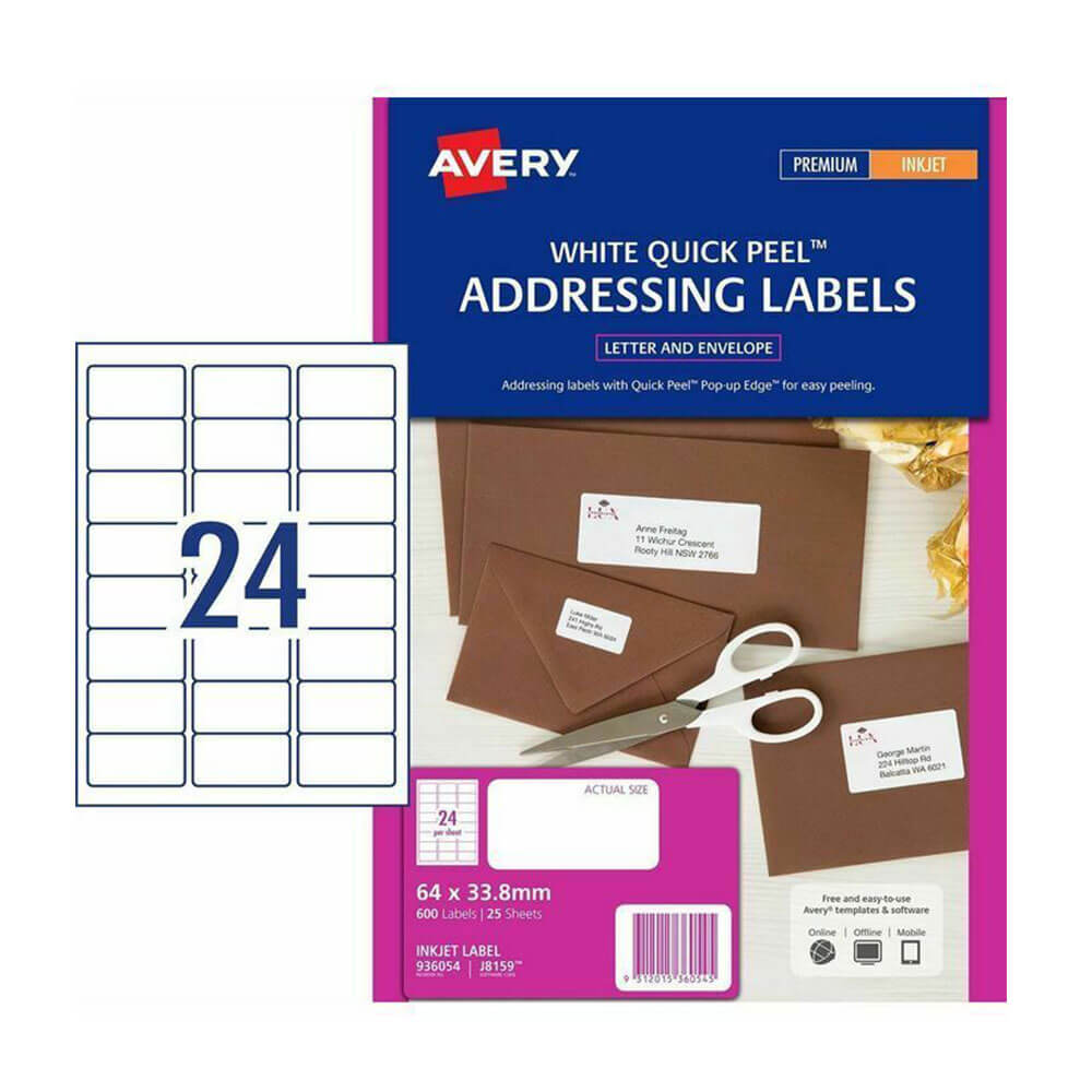 Avery Inkjet Adres -label (25 pk)