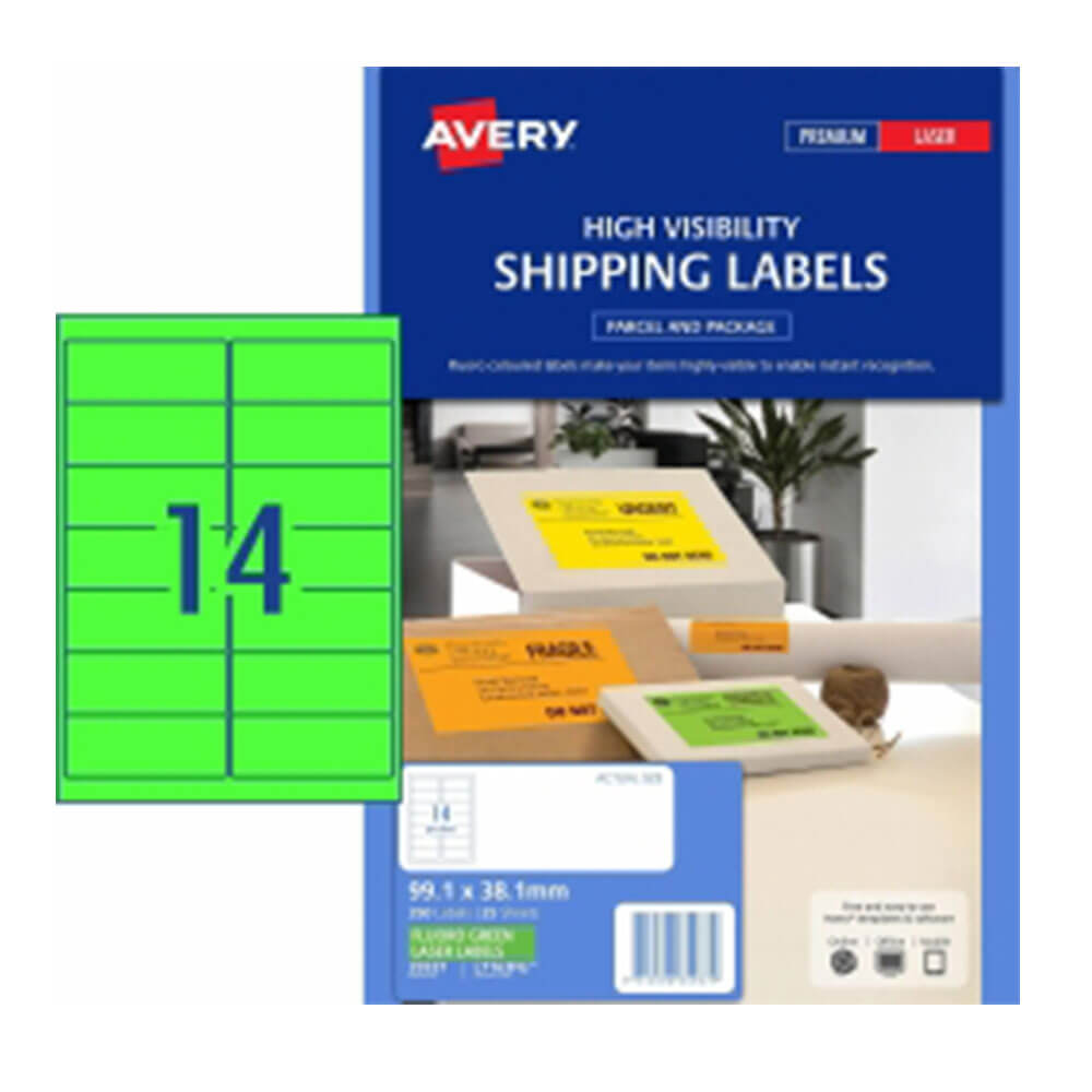 Avery High Visibility Shipping Etiqueta 25pk 14/Hoja