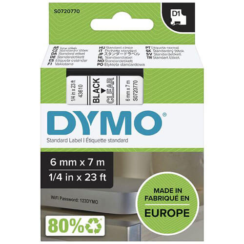 Dymo D1 Tape Label 6mmx7m