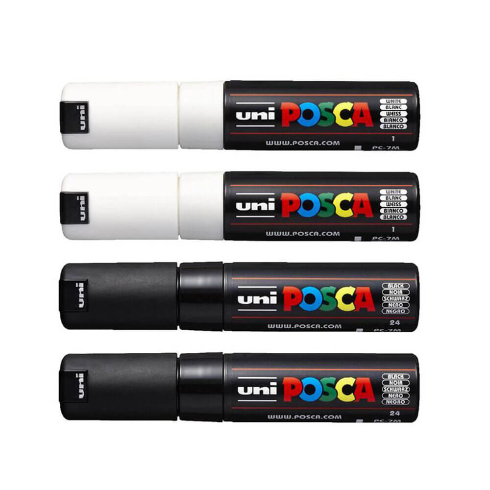 Uni Posca 4,5 mm tip marker diverse (4pk)