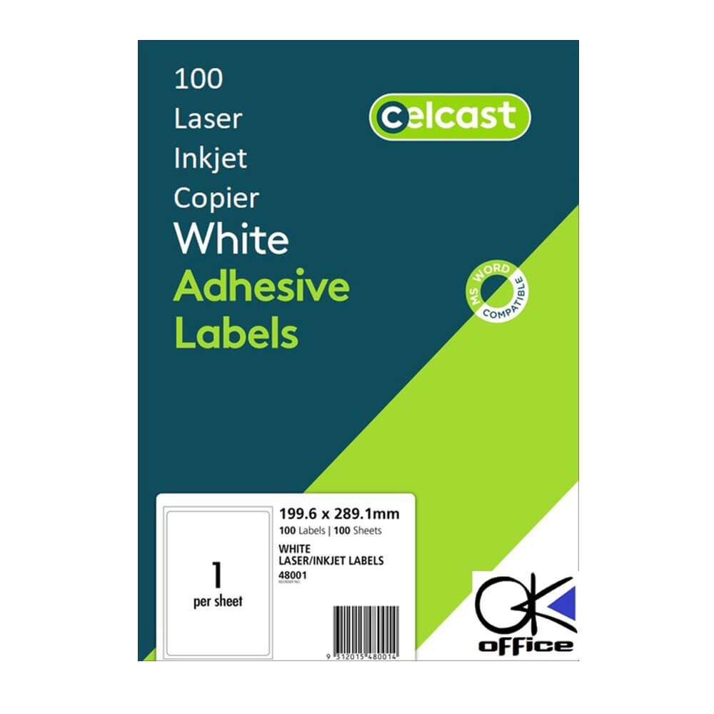 Celcast Laser/Inkjet Etykiety White (100pk)