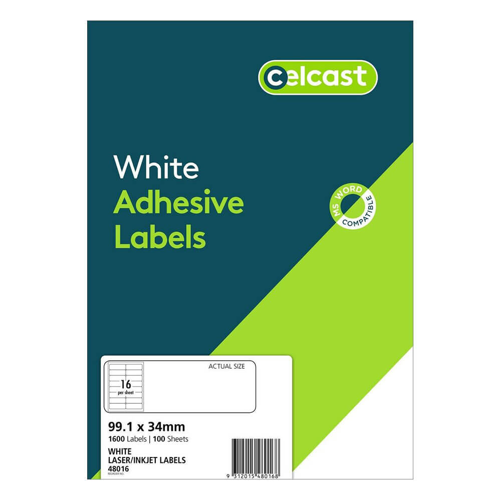 Celcast Laser/Inkjet Etichette White (100pk)