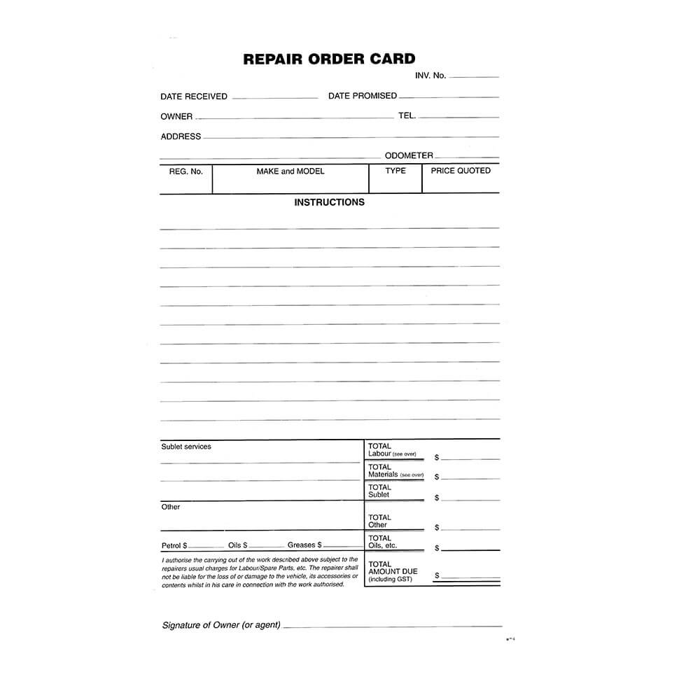 Zions Repair Order Cards (250pk)