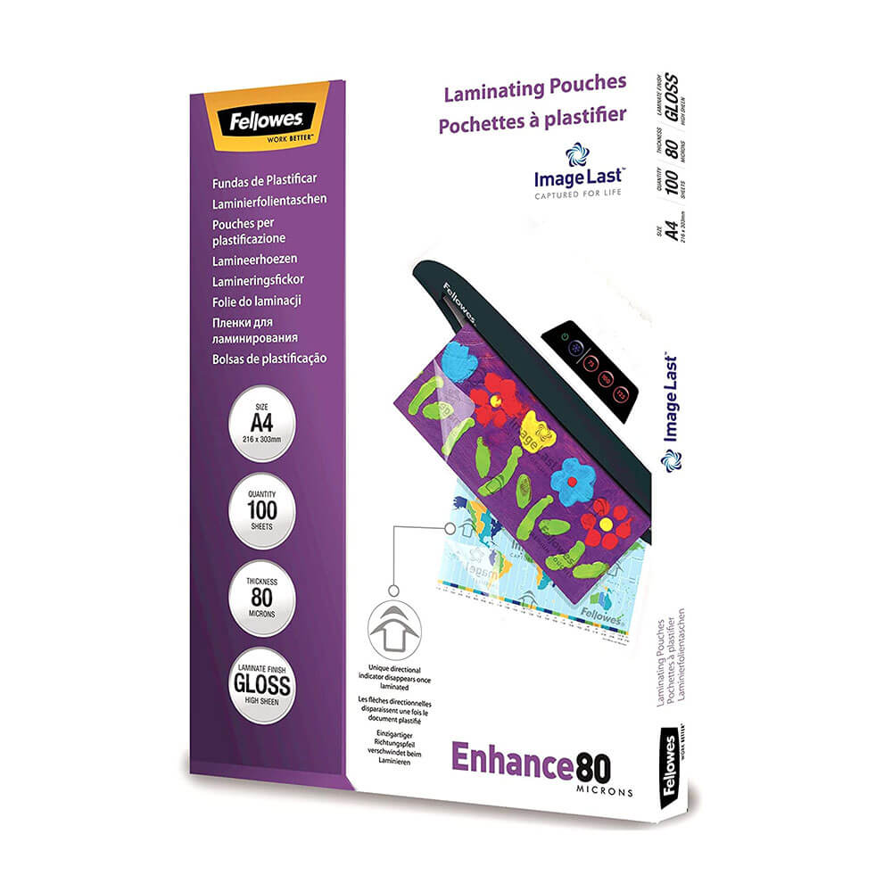 Fellowes Laminating Pouches 80 Micron A4 100pk