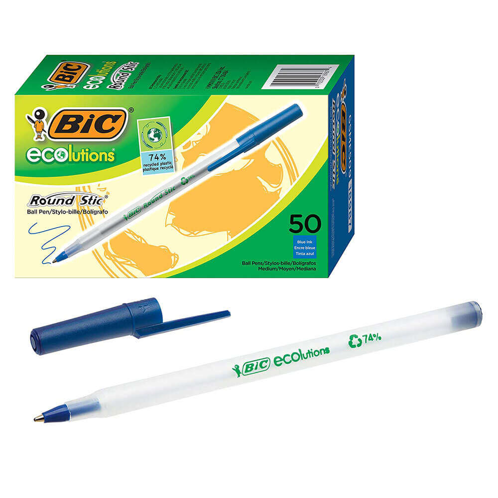  Bic Ecolutions Round Stic Kugelschreiber, 1,0 mm, 50 Stück