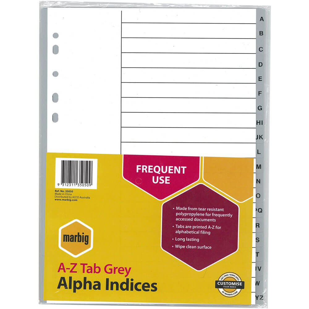 Marbig A-Z Tab Alpha Indices & Divishers (A4)