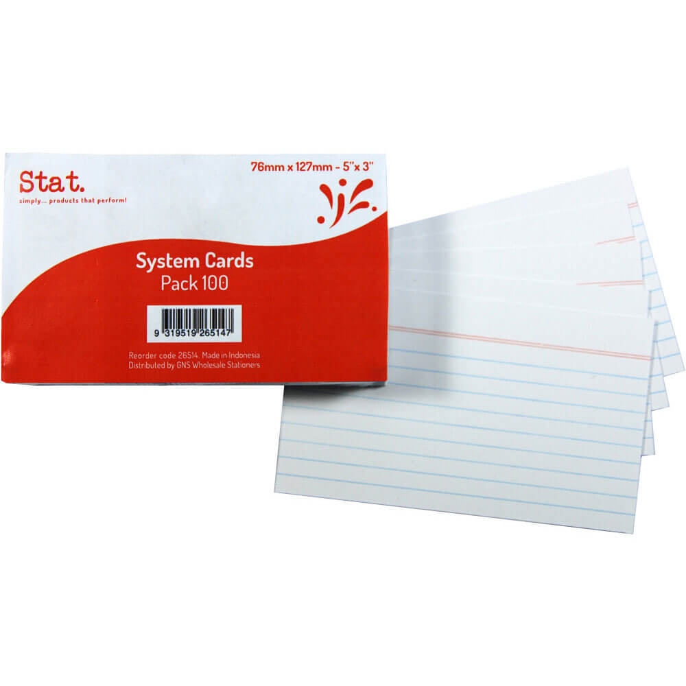 Stat Ruled System Cards 100pk (hvitt)